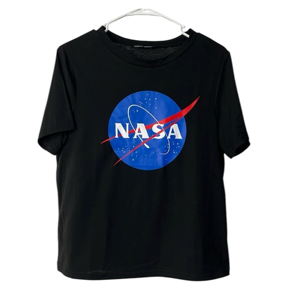 NASA Black Tee with Blue and Red Logo